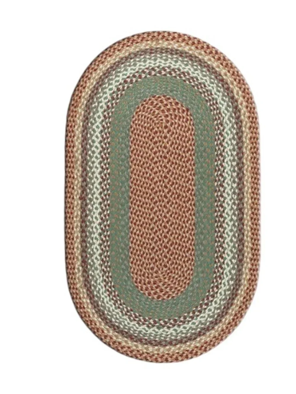 Buttermilk and Cranberry Oval Braided Rug 20 x 30